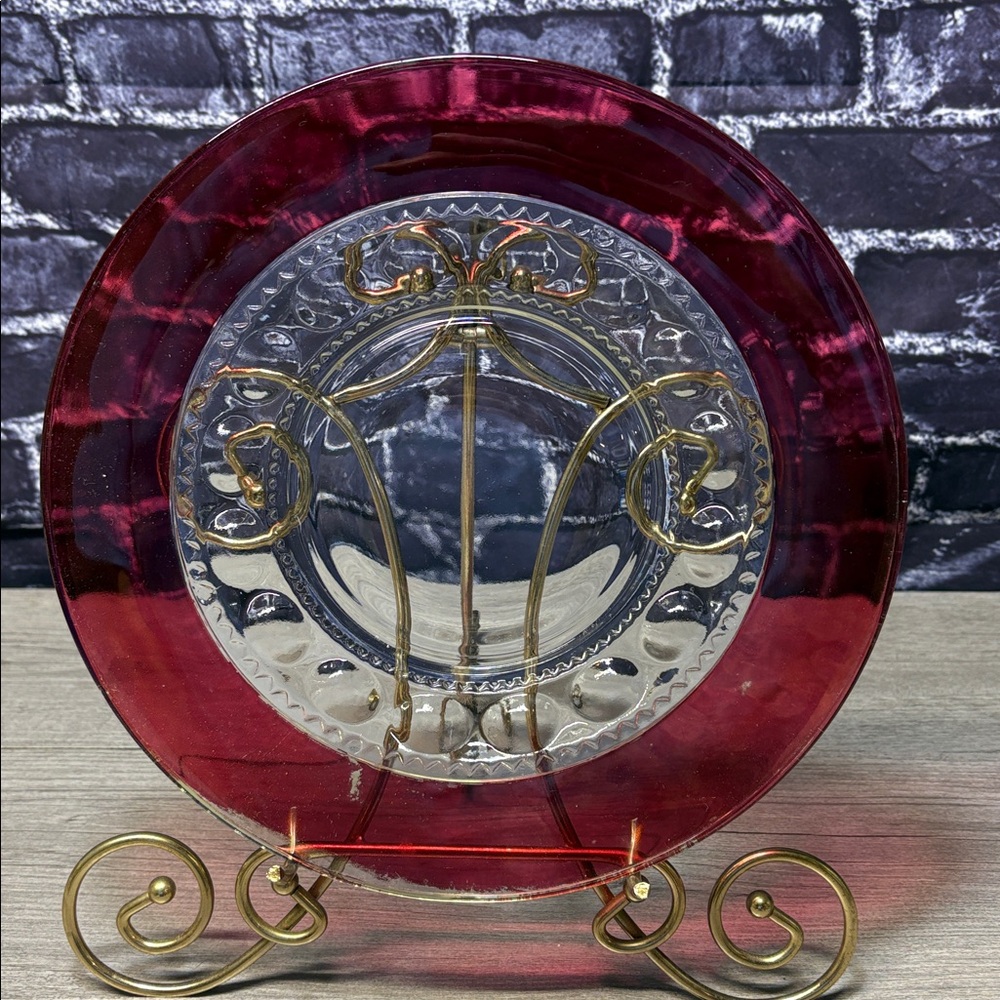 Vintage Indiana Glass Kings Crown Thumbprint Plates